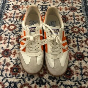 Stylish White and Orange Women's Sneakers